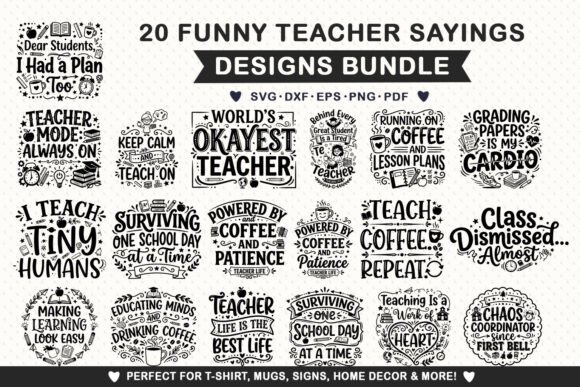 20 Teacher Life SVG Designs Bundle: Graphics & T-Shirt Designs