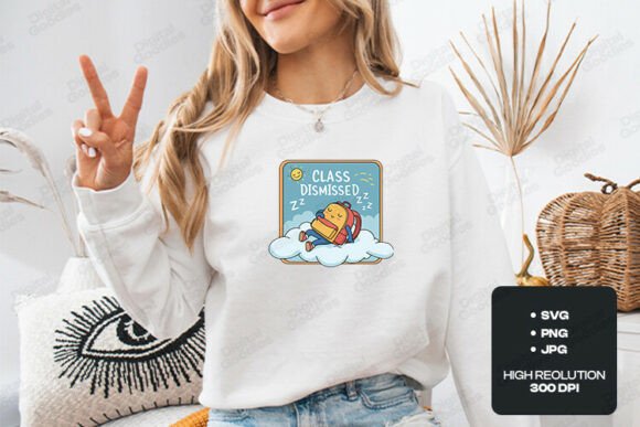 Class Dismissed Cute School Cartoon: T-Shirt Designs & Graphics