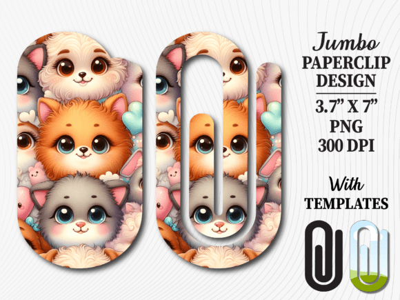 Cute Chibi Cat Kitten Jumbo Paperclip Graphics for Crafts