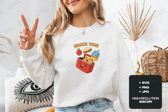 Cute Snack Time Cartoon Design: Graphics for T-Shirt Designs & Content Publishing