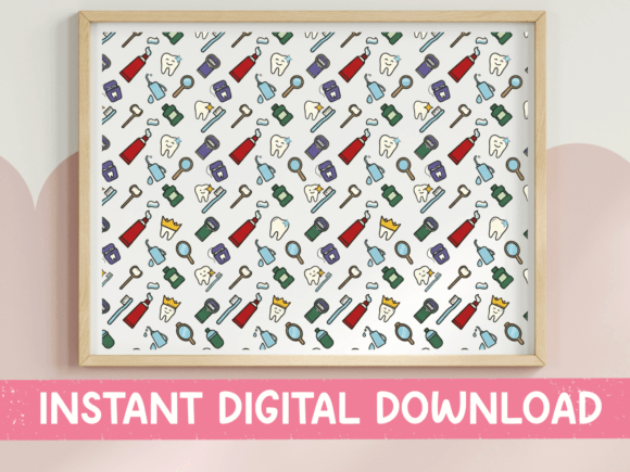 Dental Pattern Toothbrush SVG PNG Print: Graphics for T-Shirt Designs