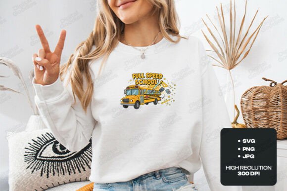Full Speed School Bus Cute Graphic: T-Shirt Designs & Graphics