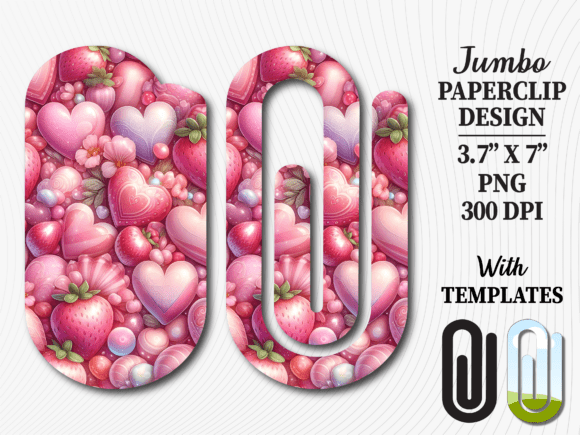 Kawaii Heart Strawberry Jumbo Paperclip Graphics