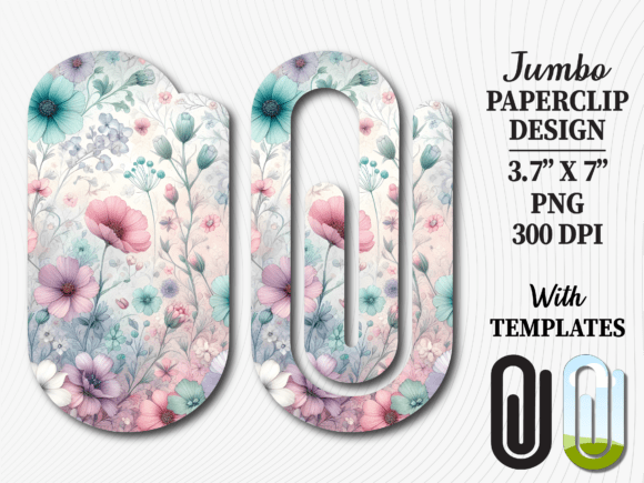 Pastel Floral Garden Jumbo Paperclip: Graphics for Crafts & Local Branding