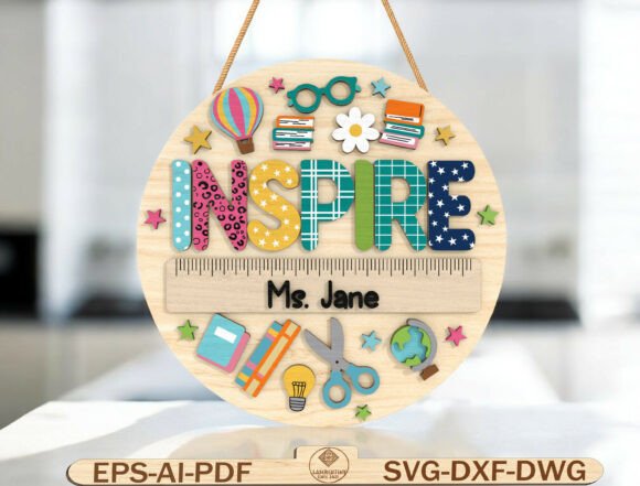 Personalized Teacher Name Round Sign SVG: Graphics & Graphic Templates