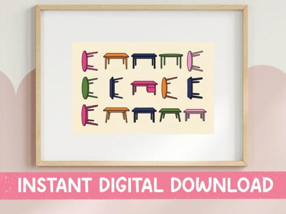 Tables and Chairs Grid SVG: Graphics for T-Shirt Designs