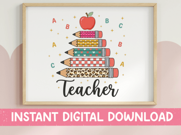 Teacher Pencil Stack Apple School