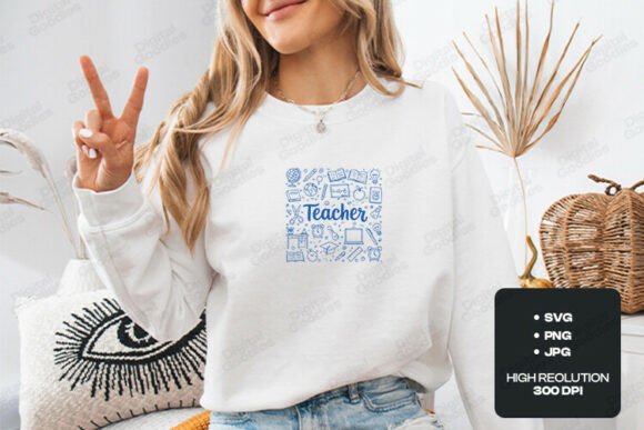 Teacher School Icons Line Art Design