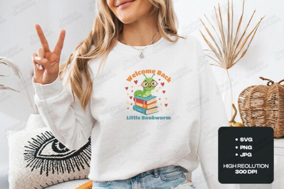 Welcome Back Little Bookworm Graphics & T-Shirt Designs