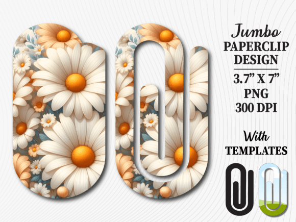 White Daisy Flower Jumbo Paperclip Graphics for Crafts